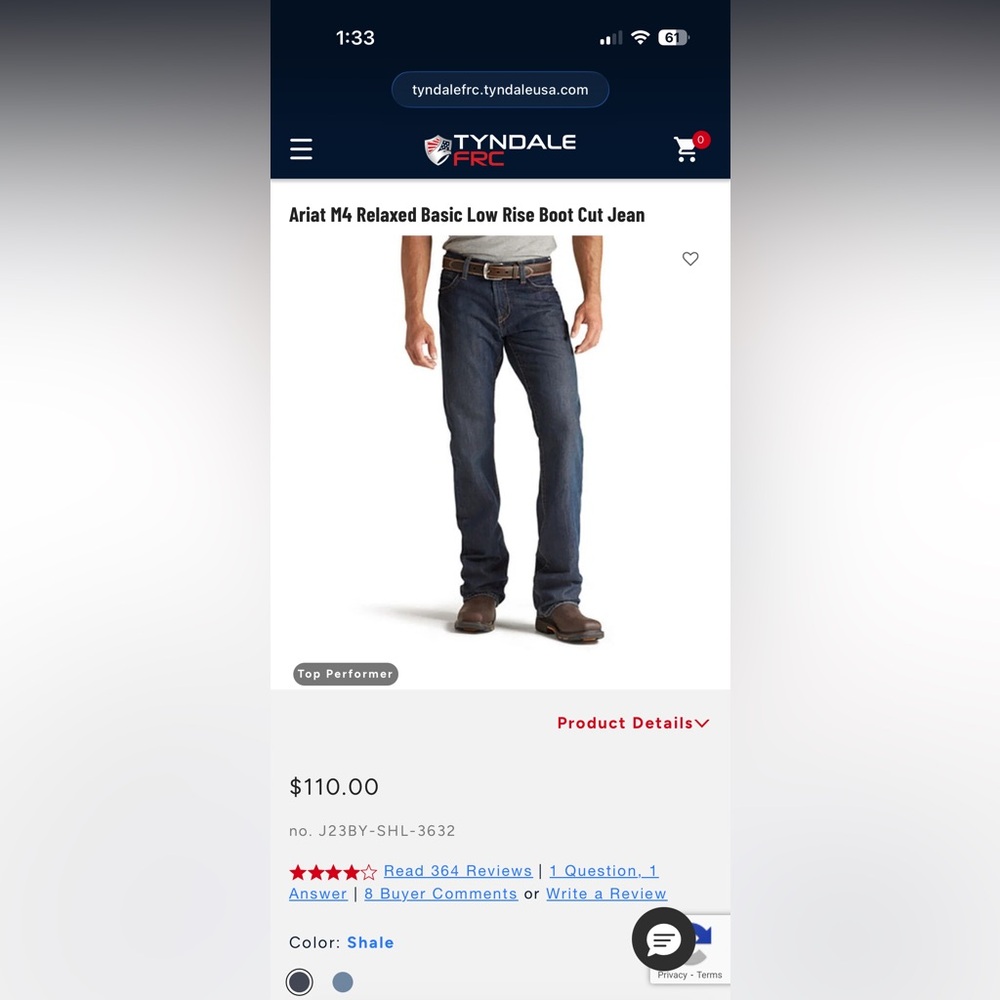 Ariat Men's Straight Jeans - Deep Blue